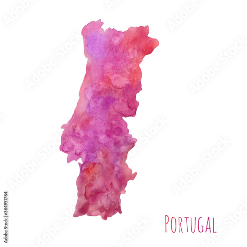Obraz na plátně Portugal watercolor map in front of a white background