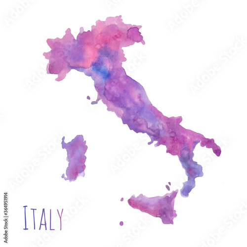 Fotografie Italy watercolor map in front of a white background