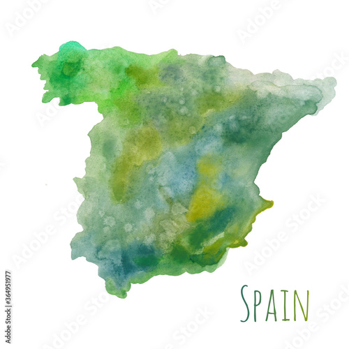 Obraz na plátně Spain watercolor map in front of a white background