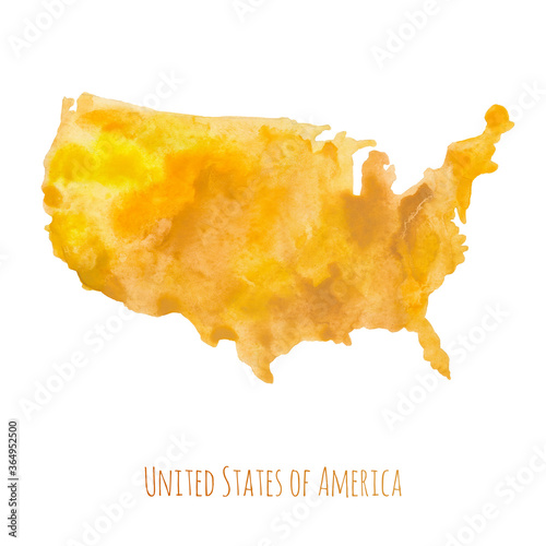 Fotografie USA watercolor map in front of a white background. Map silhouette