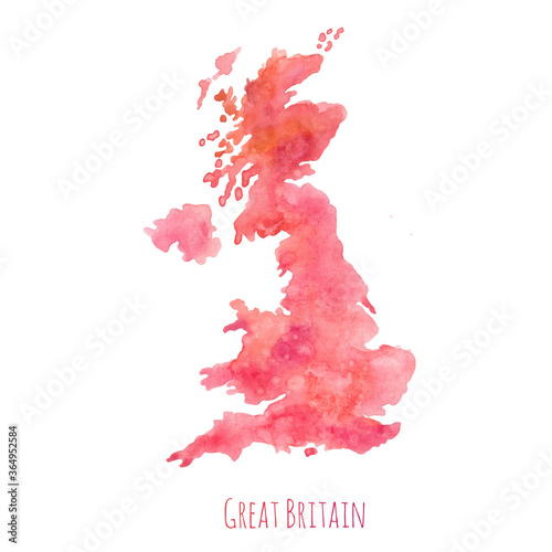 Fotografie Great Britain watercolor map in front of a white background