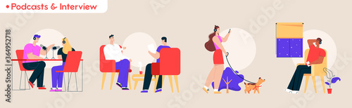 Podcasts and interview scenes set