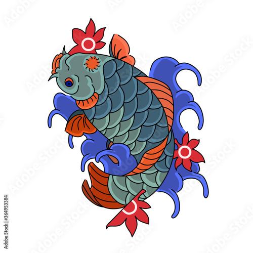 carp / koi fish tattoo designs. vector illustration of carp / koi fish