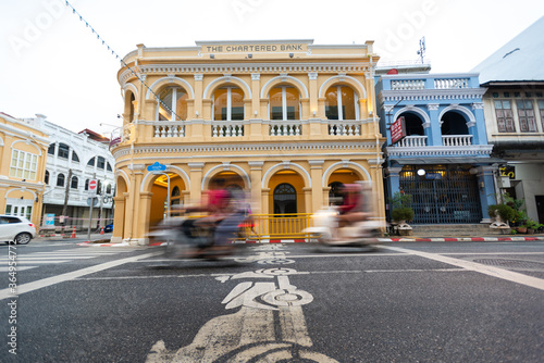 PHUKET, THAILAND-August 2018 : This is a old building Chino-Portuguese style that is a landmarks in Phuket, Here is one of the most famous destinations of Phuket.