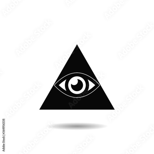 Masonic symbol. All Seeing eye icon with shadow