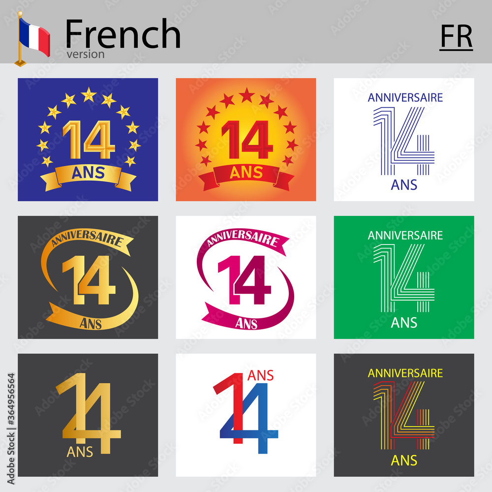 French set of number 14 templates