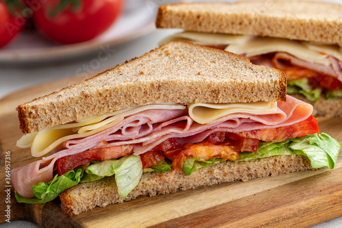 Ham and Cheese Sandwich on Whole Grain Bread