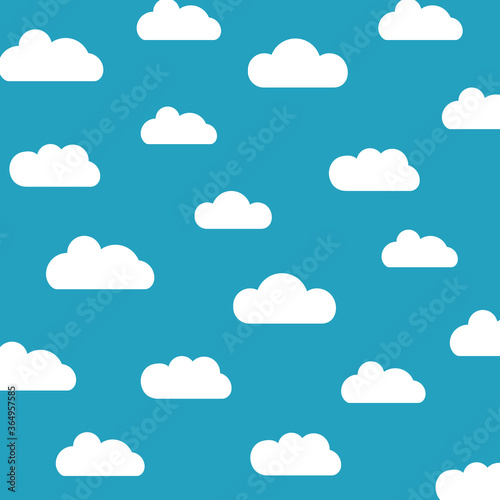 White cartoon clouds set isolated on blue background. Collection of different clouds for web site, background template, wallpaper and sky design. Creative modern concept. Clouds vector illustration
