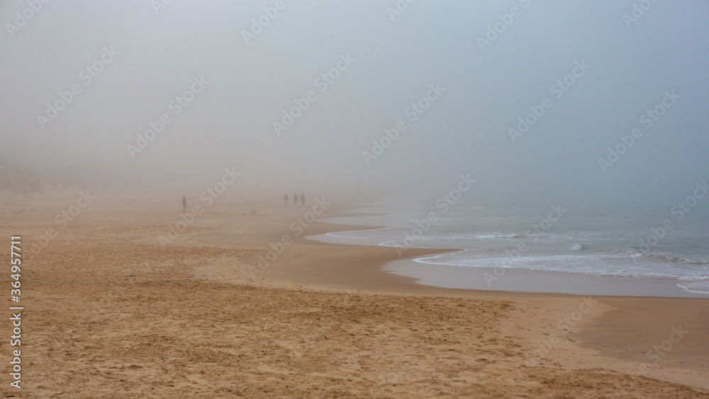 The port noarlunga beach with a heavy morning fog in port noarlunga south australia on july 14 2020 The port noarlunga beach with a heavy morning fog in port noarlunga south australia on july 14 2020
