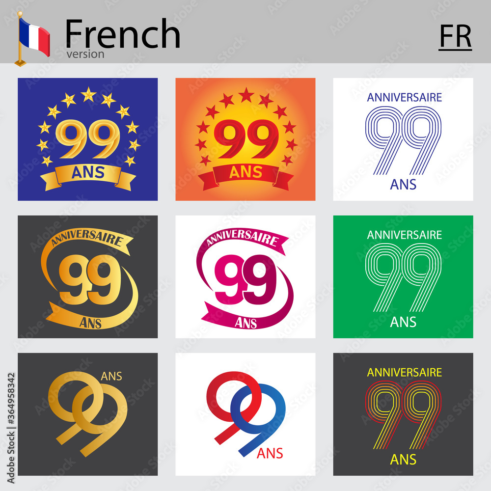 French set of number 99 templates