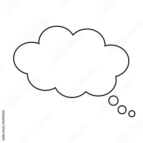 Think bubble isolated on white background. Trendy think bubble in flat style. Modern template for social network and label. Creative thought balloon. Cloud line art, vector illustration