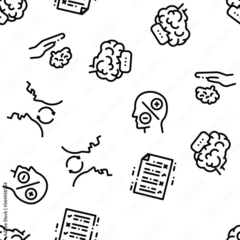 Dementia Brain Disease Seamless Pattern Vector Thin Line. Illustrations Dementia Brain Disease Seamless Pattern Vector Thin Line. Illustrations