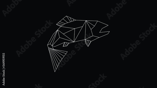 Photography A line art of Geometric fish logo design template