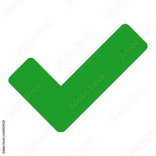 Check mark vector icon. Green tick icon isolated on white background. Flat check mark sign for web site, app, label, logo and design template. Vector illustration