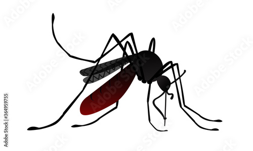 Isolated image of cartoon mosquito. Side view