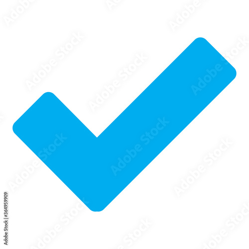 Check mark vector icon. Blue tick icon isolated on white background. Flat check mark sign for web site, app, label, logo and design template. Vector illustration