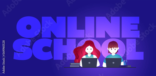 Online education, self learning concept vector illustration