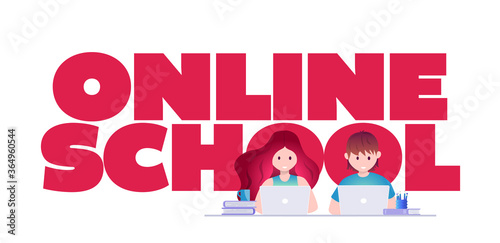 Online education, self learning concept vector illustration