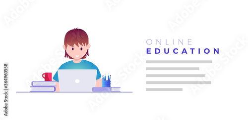 Online education, self learning concept vector illustration
