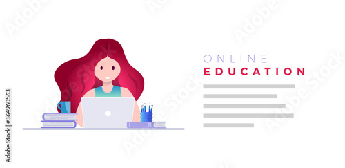 Online education, self learning concept vector illustration