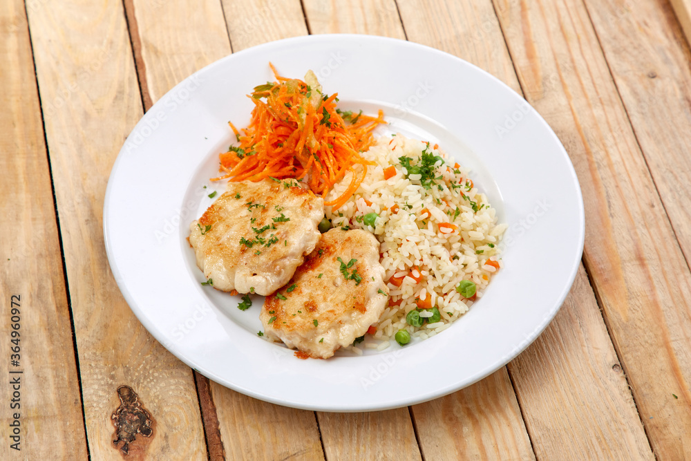 lunch on the wooden background