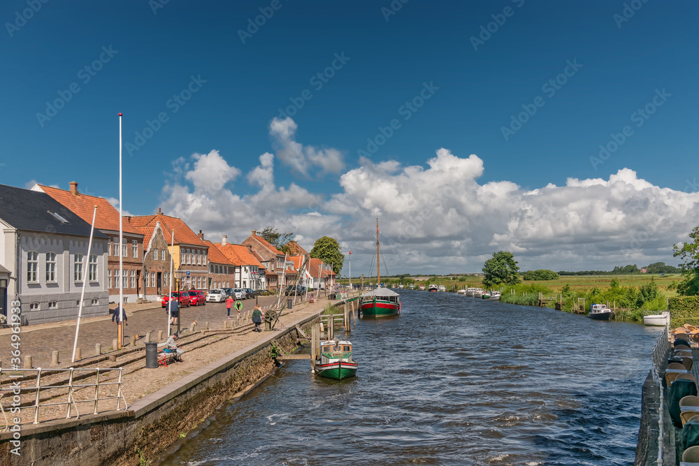 Fototapeta premium Old harbor Skibbroen in medieval Ribe, Denmark