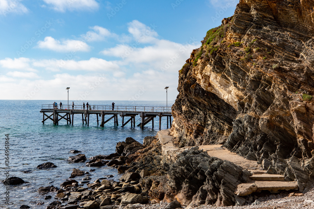 The iconic jetty and path around the cliff face on the fleurieu peninsula at second valley south australia on july 14 2020