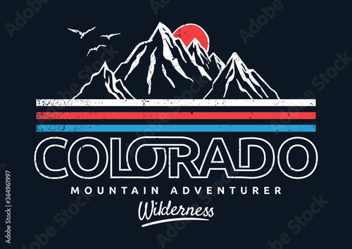 Mountain illustration, outdoor adventure . Vector graphic for t shirt and other uses.