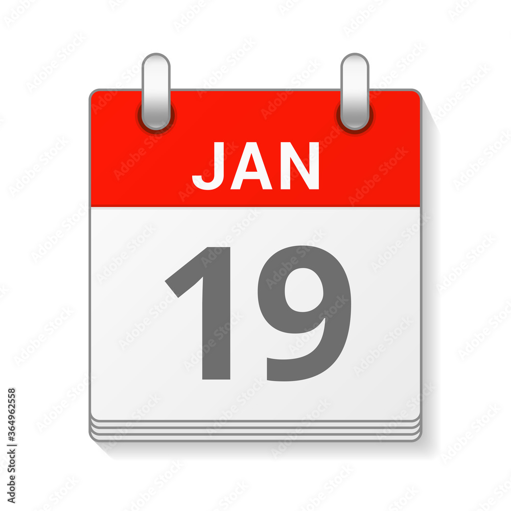 January 19 isolated vector calendar icon symbol January 19 isolated vector calendar icon symbol