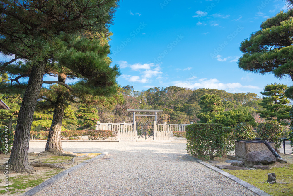 Mausoleum of Emperor Richu in Sakai, Osaka, Japan. It is part of UNESCO World Heritage Site - Mozu-Furuichi Kofungun, Ancient Tumulus Clusters. Mausoleum of Emperor Richu in Sakai, Osaka, Japan. It is part of UNESCO World Heritage Site - Mozu-Furuichi Kofungun, Ancient Tumulus Clusters.