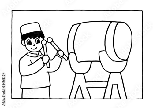 boys playing bedug, coloring sheets.
