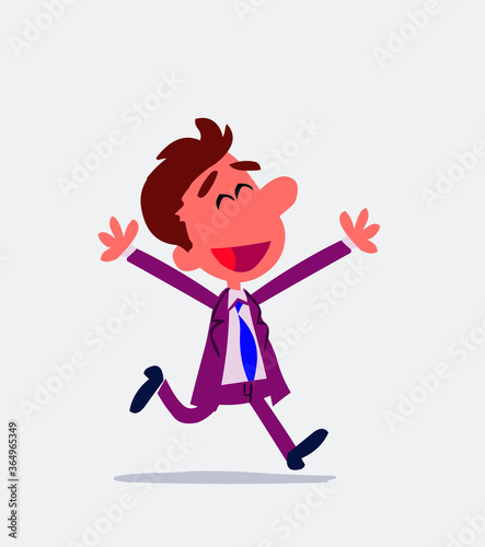 Businessman running euphoric in isolated vector illustrations
