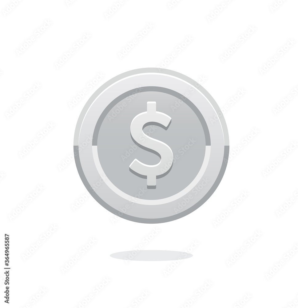 Coin icon. Dollar coin. Money symbol with dollar sign. Silver coin. Dollar sign. Vector illustration isolated on white background. Finance concept. Bank payment symbol. American dollar. Coin icon. Dollar coin. Money symbol with dollar sign. Silver coin. Dollar sign. Vector illustration isolated on white background. Finance concept. Bank payment symbol. American dollar.