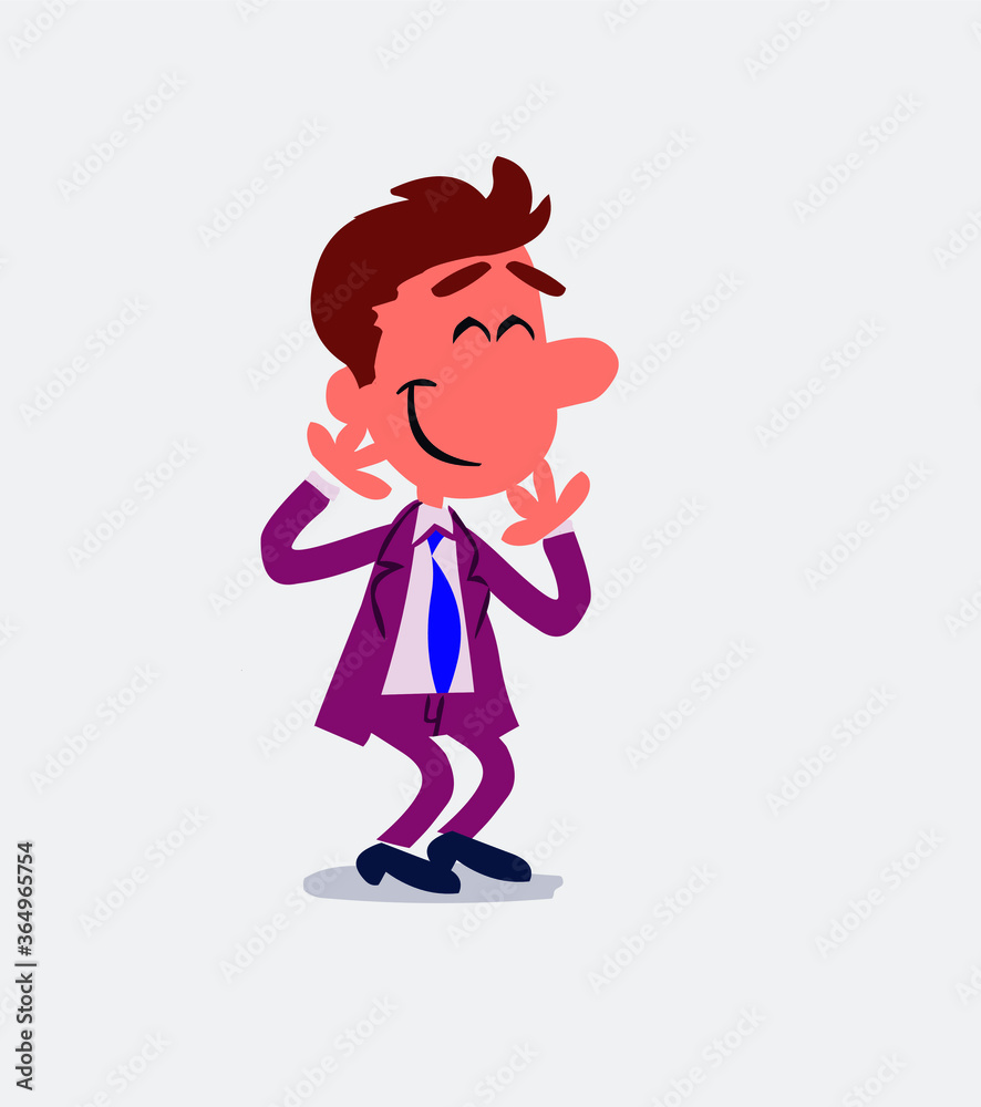 Businessman smiling shyly in isolated vector illustrations
