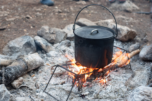 Cooking meal in the camp