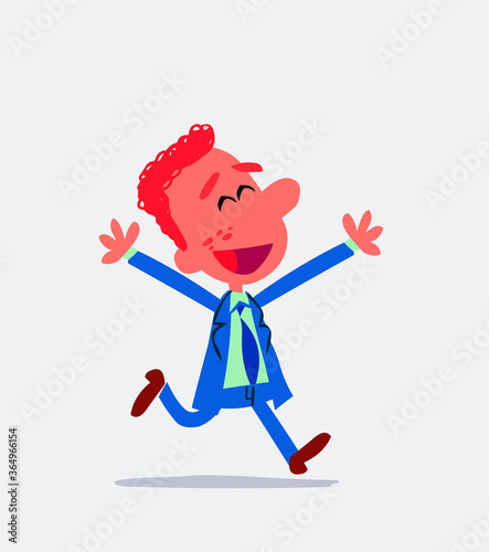 Businessman running euphoric in isolated vector illustrations

