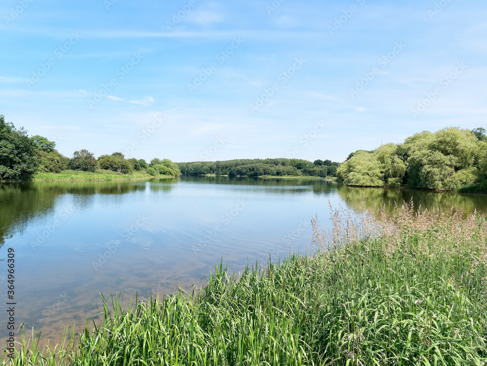 Summer in the English countryside at Staunton Harold Reservoir