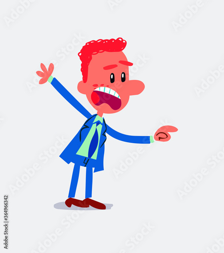 Business man pointing at something outraged in isolated vector illustrations
