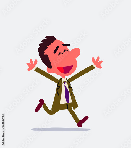 Businessman running euphoric in isolated vector illustrations
