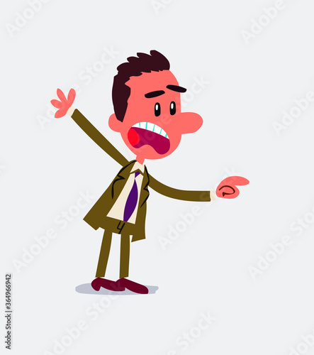 Business man pointing at something outraged in isolated vector illustrations
