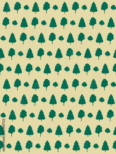 Green tree. Eco design. Seamless pattern. Vector illustration.