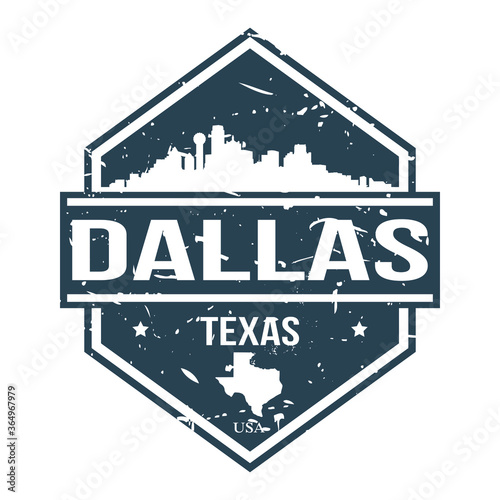 Dallas Texas Travel Stamp Icon Skyline City Design Badge.