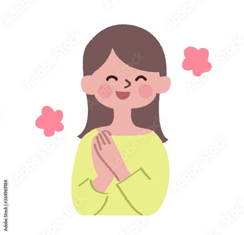 安心して笑顔になる女性　主線無し