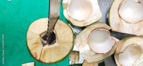 sliced coconut on a chopping board
