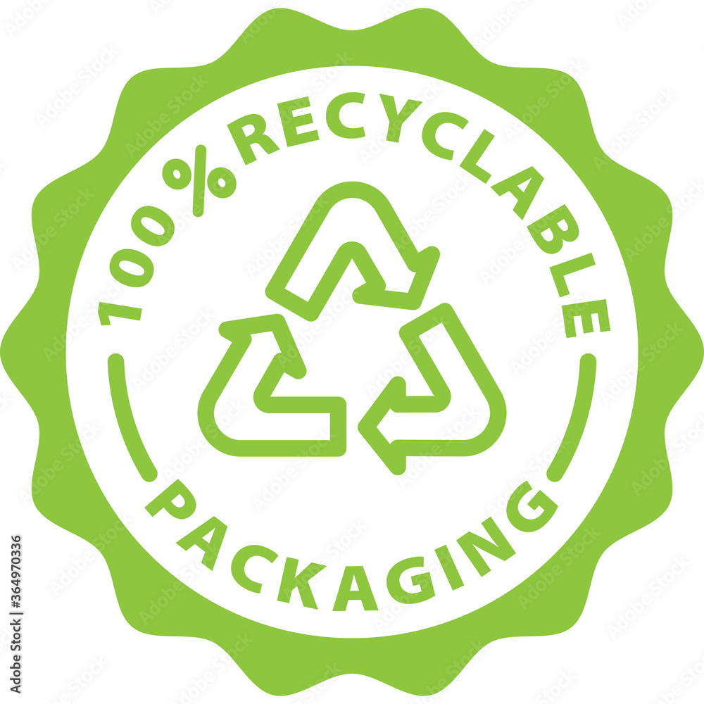 recyclable packaging green icon stamp rounded recyclable packaging green icon stamp rounded