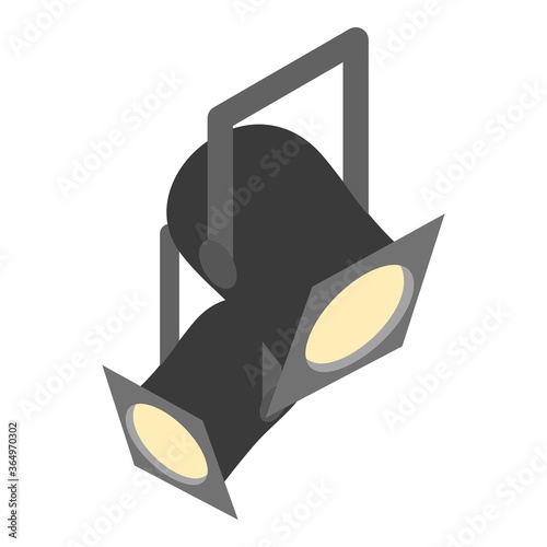 Theater spotlight icon. Isometric illustration of theater spotlight vector icon for web