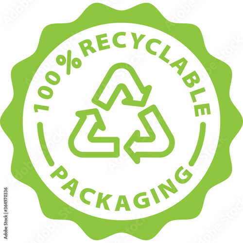 recyclable packaging green icon stamp rounded 
