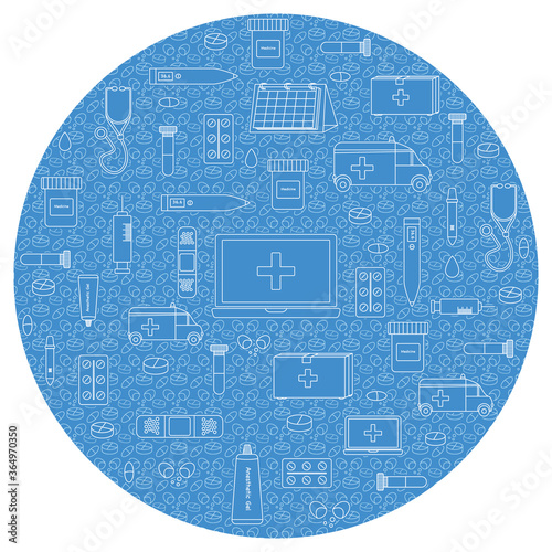 Vector background with medical equipment. 