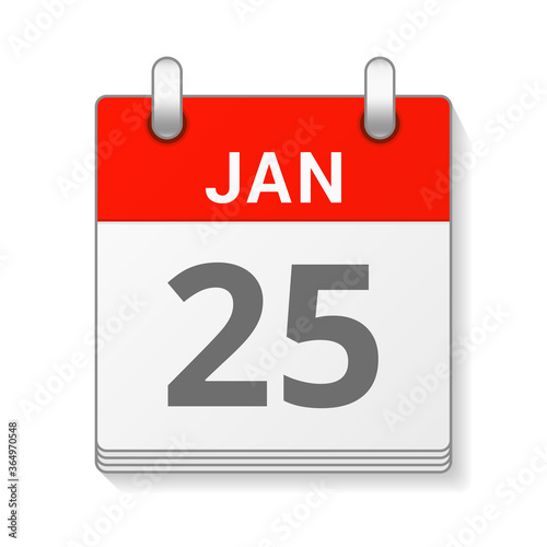 January 25 isolated vector calendar icon symbol