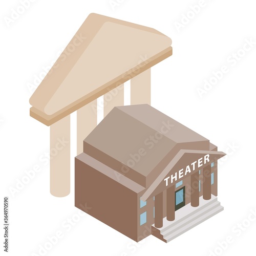 Theatre building icon. Isometric illustration of theatre building vector icon for web